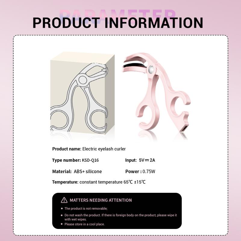 [BlackFriday] Portable Heated Eyelash Curler USB Rechargeable with Sensing Heating Silicone Pad, USB fast charging Pink and White BOMKADI