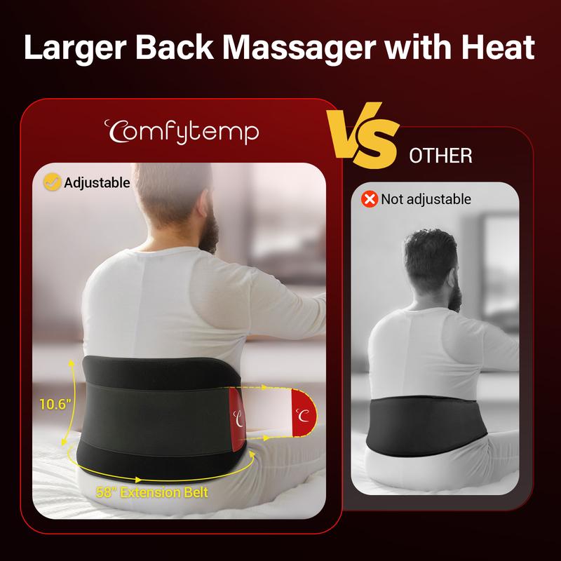 XXL Large Cordless Heating Pad with Massager for Back, App Control Portable Back Massager with Heat, Wireless Heating Pads for Cramps, Wearable Lower Back Massager Gifts for Dad Mom Comfort