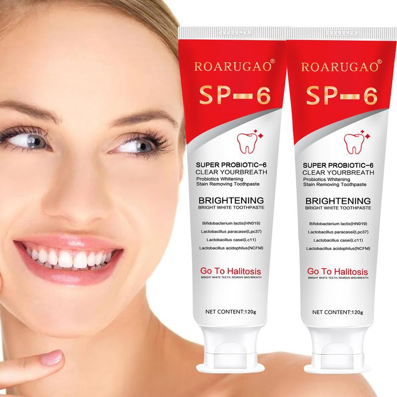 SP-6 Toothpaste, Super sp6 brightening Oral probiotic Pasta Dental, sp 6 Bright White Toothpaste for Stain Removing, Fresh Breath & Teeth Health