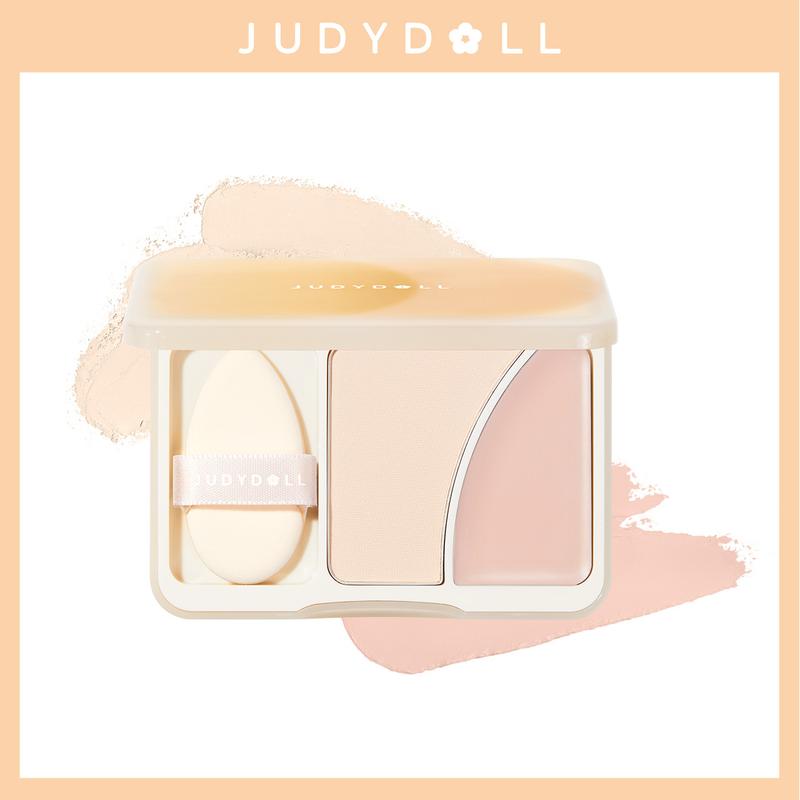 Judydoll Dual-Color Anti-smudge & Brightening Highlighter Palette For A Fair Complexion, 2 In 1 Powder and Cream Makeup Highlighter, Perfect For Contouring And Brightening Your Face, Long-Lasting