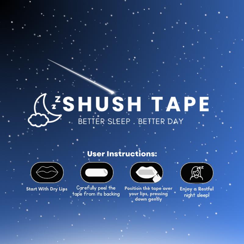 Shush Tape 30 Strips Breathable Mouth tape for sleep, reduce snoring, Improves nasal oxygen intake,medical grade, HYPOALLERGENIC, Improve Jawline