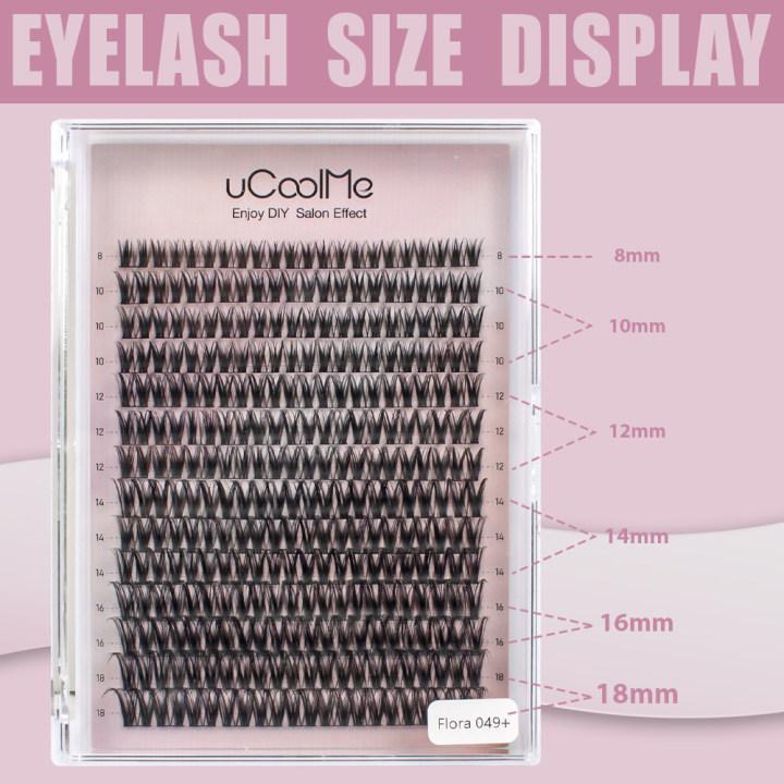 uCoolMe Lashes Flora 049 Eyelashes kit Makeup Cluster D Curl Bond & Seal and Remover For Girl Beginner Friendly