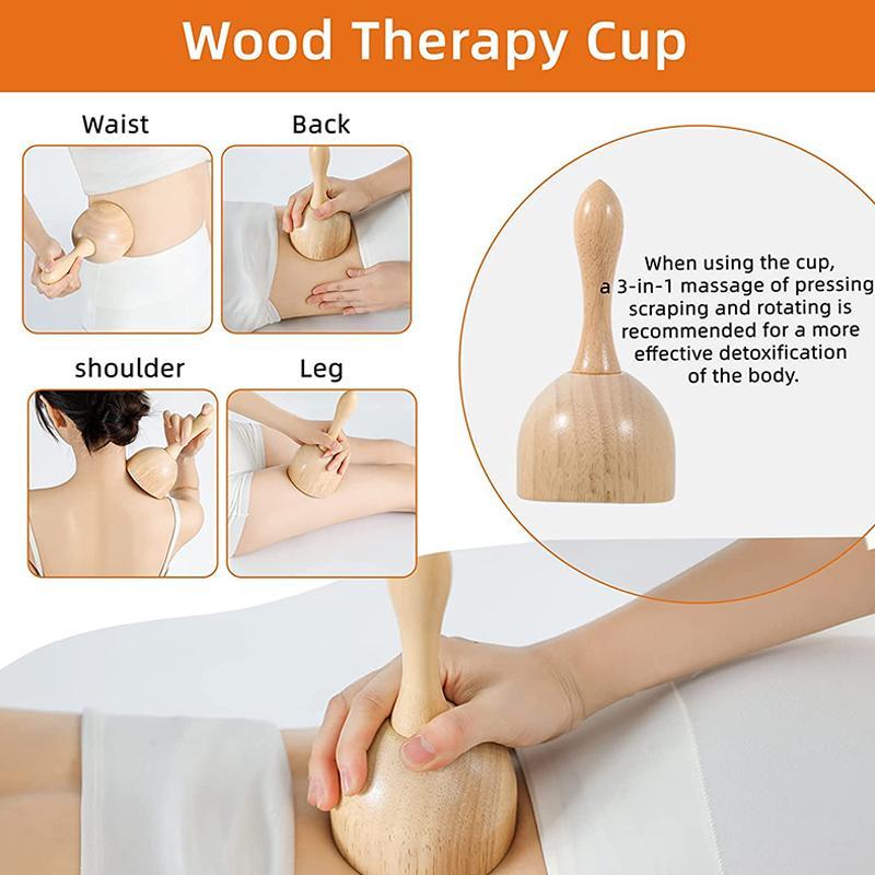 Wood Therapy Massage Tool Set, 5 Counts Professional Wood Massage Kit, Trigger Point Skincare Manual Muscle Release Stick Massagers, Summer Body Care Gift