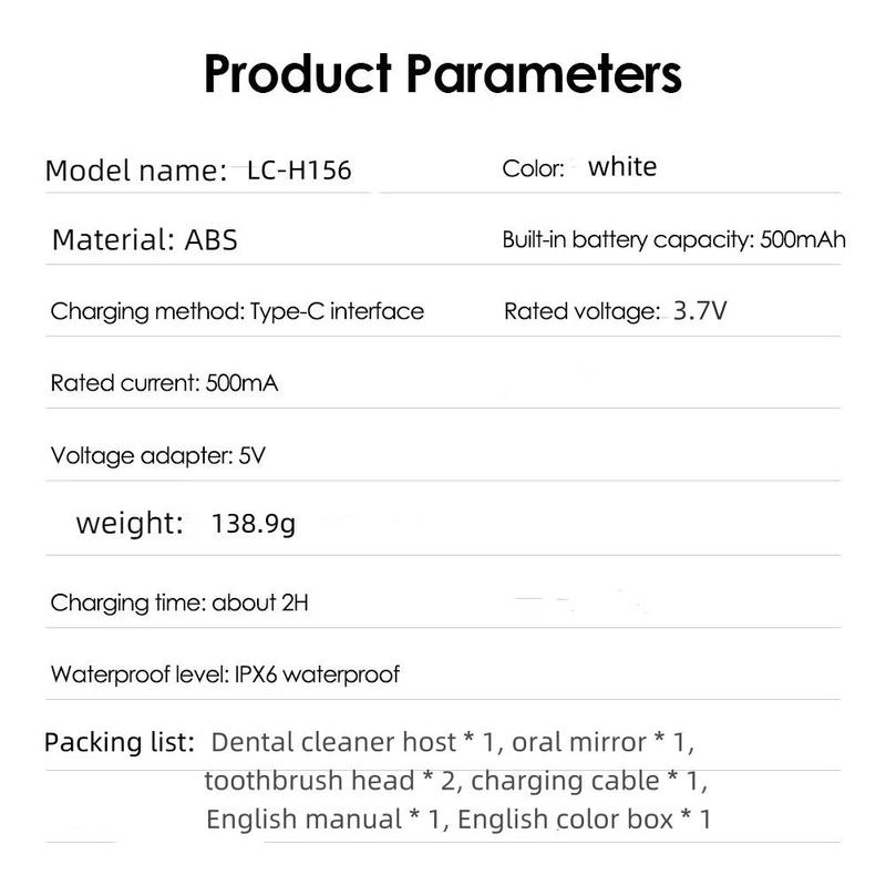 2 in 1 Electric Teeth Cleaner Kit, 1 Set Waterproof Electric Teeth Cleaner with Teeth Brush Heads & Oral Mirror, Rechargeable Toothbrush for Home & Travel, Christmas Gift