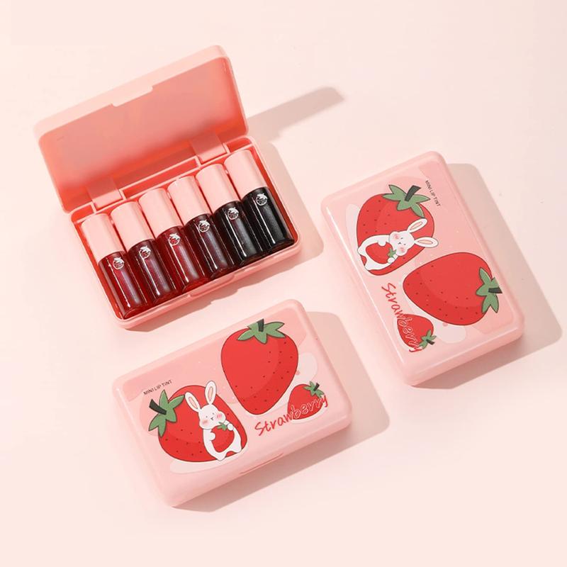 6 Colors Lip Tint Stain Mini Liquid Lipstick, Lip Gloss Moisturizing Natural, Multi-Use Lip and Cheek Tint, Non-Stick Cup, Lightweight, High Pigment Color and Instant Shine, Cheeky, Long-Lasting, Vivid Color Makeup