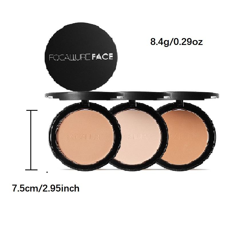 FOCALLURE Flawless Pressed Powder, Control Shine & Smooth Complexion, Pressed Setting Powder Foundation Makeup, Portable Face Powder Compact, Long-Lasting Matte Finish, Ivory