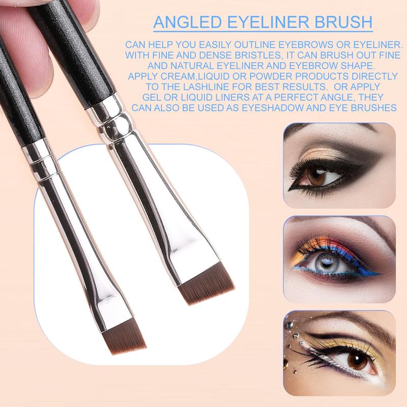 Angled Eyeliner Brush Set, 7 count Gel Eye Liner Makeup Brushes, Ultra Thin Liner Brush, Fine Point Eyeliner Brushes for Women Girls