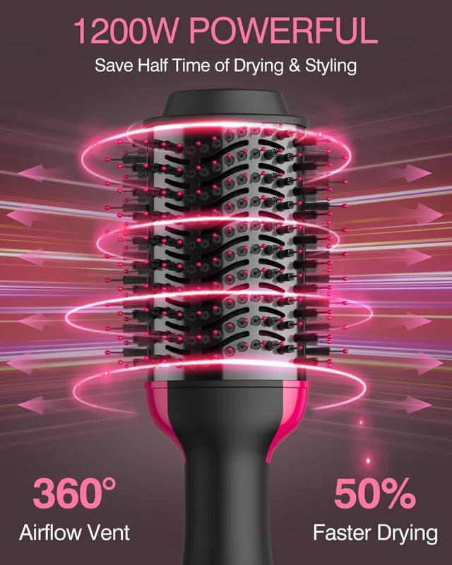 Blush Blowout Brush - Professional Hair Volumizer Brush with Nylon and Boar Bristles - Hair Dryer and Brush Combo - Shine Enhancing Brush - Perfect Hair Styling Tool - [Blush] Comfort