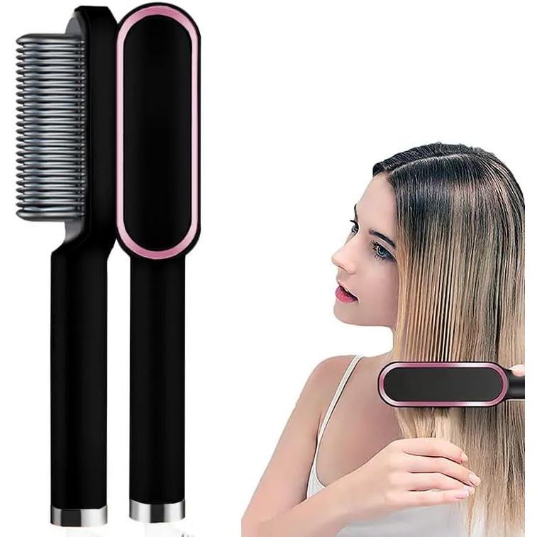 Portable Hair Straightener Brush and Comb, Flat Iron Hair Straightener for Smooth, Sleek Results, Mini Hair Straightener for Travel, Compatible with Chi & Lange, for All Hair Types