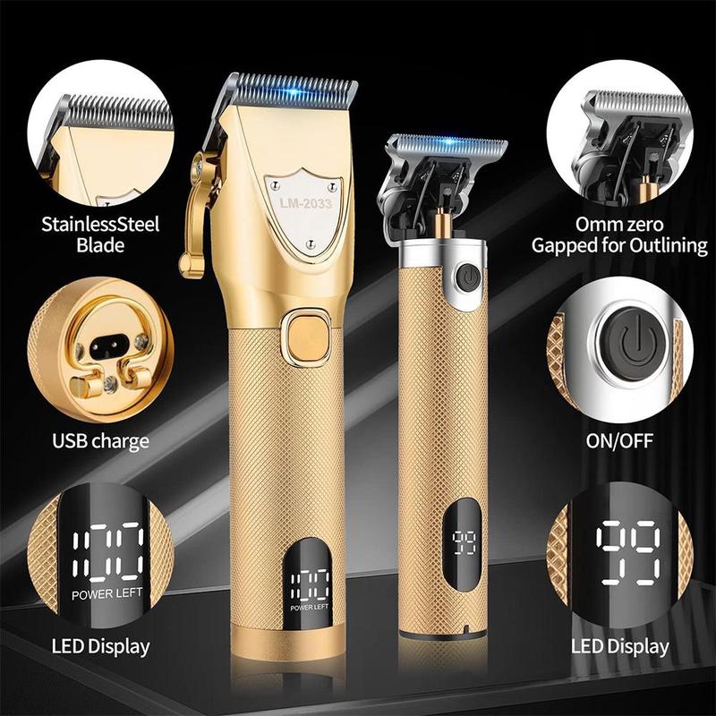 Professional Hair Clipper, 1 Set Cordless Barber Clippers Zero Gapped Trimmer Beard Trimmer Hair Cutting Kit, Back To School Hair Clipper Trimmer Neon Clipper, Barber Equipment, Clippers for Men, Split End Trimmer, Clippers for Men, Stocking Fillers Gift