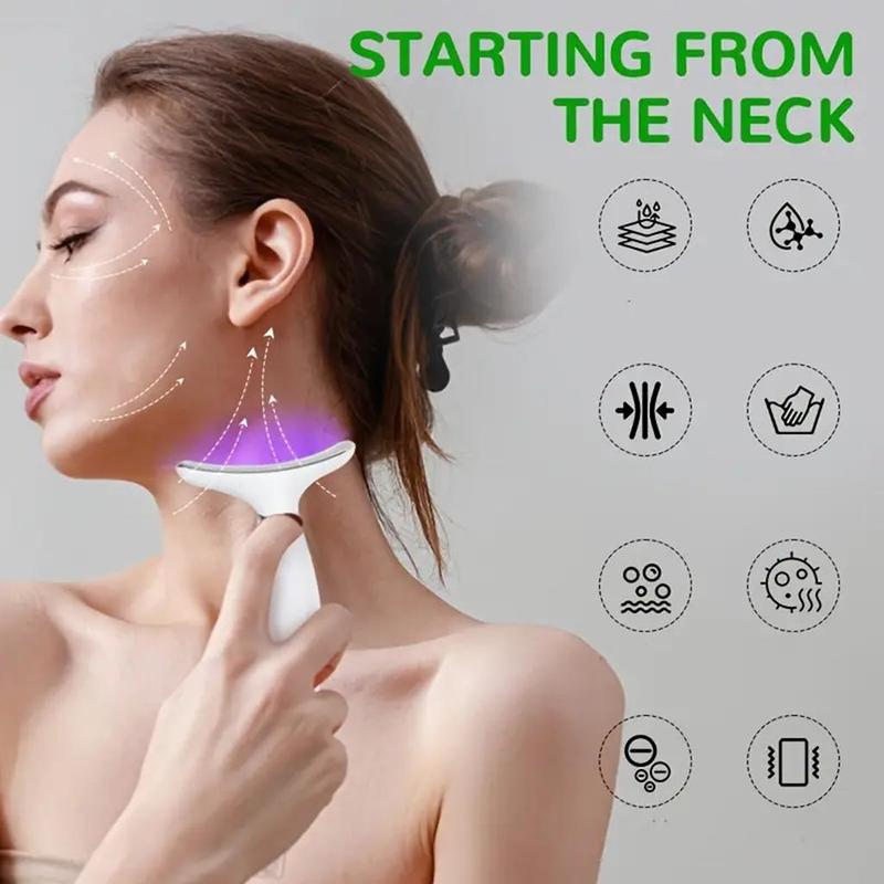 USB Rechargeable Neck Massager, 7-color LED Light Heated Facial Massager for Gifts, Portable Skin Care Tool for Women, Christmas Gift