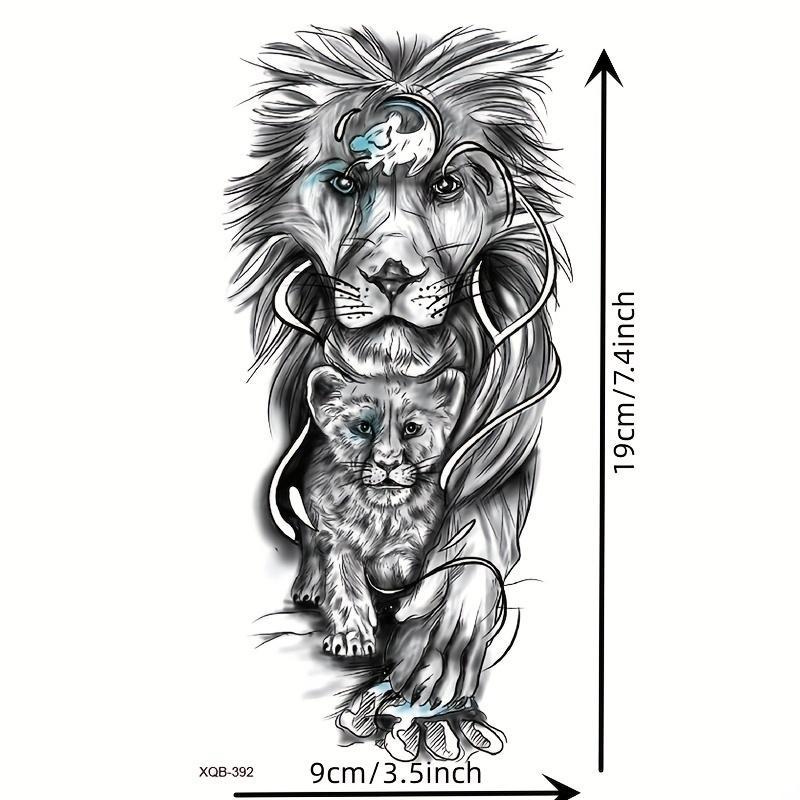 Lions Pattern Temporary Tattoo Sticker, 1 Sheet Waterproof Long Lasting Fake Tattoo For Women & Men