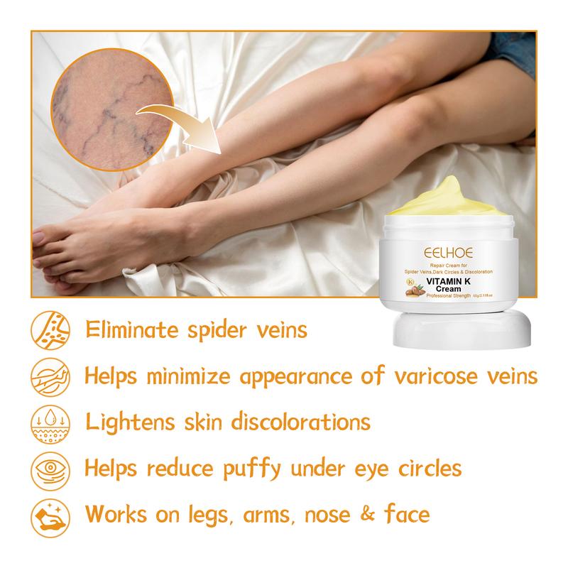 EELHOE Vitamin K Cream for Sore and Swollen Legs - Earthworm Leg Vein Massage Cream - Facial, Comfort Aloe Body Care