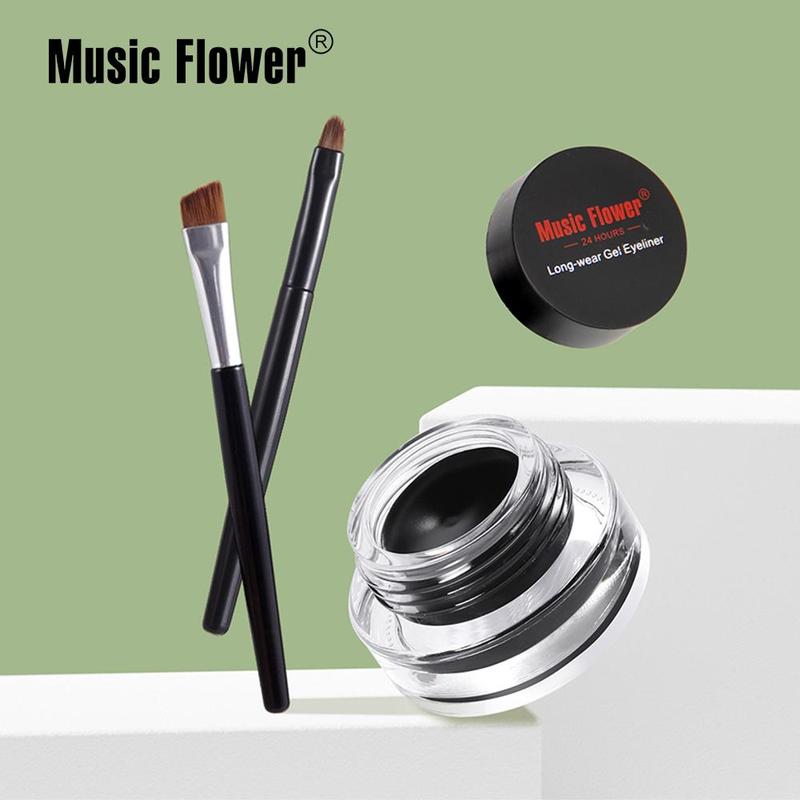 2pcs Long Lasting Gel Eyeliner with Brush, Waterproof & Smudgeproof Liquid Shimmer Glitter Makeup Liner, New Fashion Makeup Products