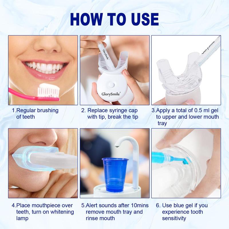 Teeth Whitening Kit - 5X LED Light Tooth Whitener with 3 Carbamide Peroxide Teeth Whitening Gel , Dental-Grade Whitening Teeth Whitening Kit Helps to Remove Stains from Coffee, Smoking, Wines, Soda, Food glory smile