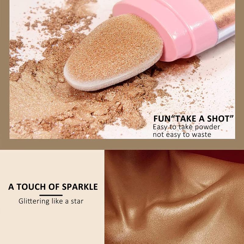 3 Color Highlighter Trio Shimmer Glitter Patting Highlight Puff, Glow Luminizer Sparkle Fairy Highlighters For Brighten Makeup Kit Bronzer Golden