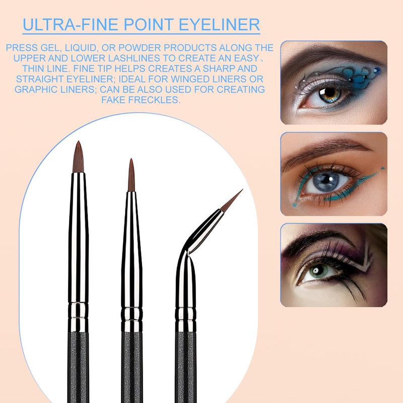 Angled Eyeliner Brush Set, 7 count Gel Eye Liner Makeup Brushes, Ultra Thin Liner Brush, Fine Point Eyeliner Brushes for Women Girls