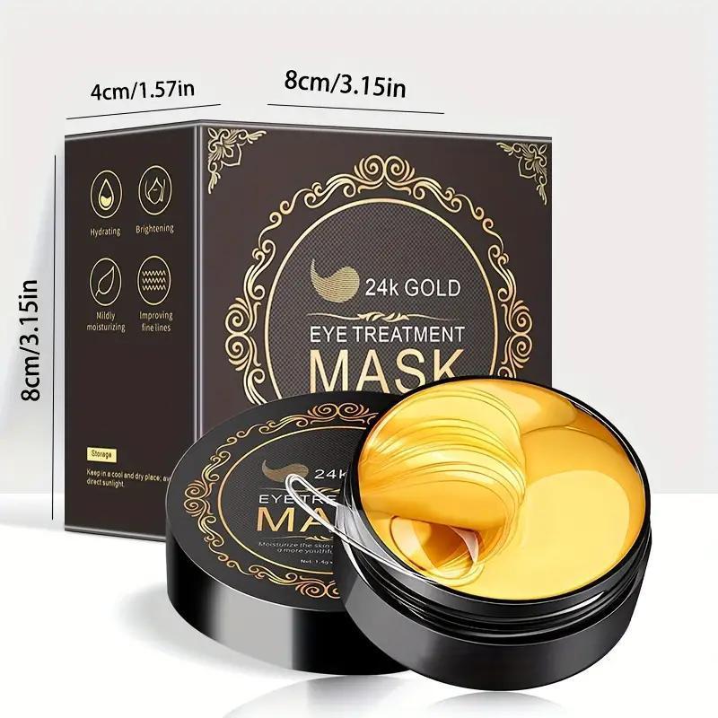 24k Gold Eye Mask, 1 Box Moisturizing & Firming Eye Care Mask, Hydrating Eye Care Product for Women & Men, Suitable for All Skin Types