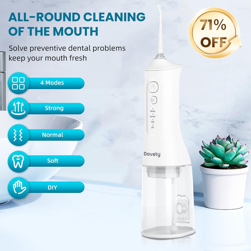 Dovety Water Flosser for Teeth,DIY,6 Tips,300ML Tank,IPX7 Waterproof,Rechargeable Portable Oral Irrigator,Brace Care,For Home Travel,Christmas Gift Thanksgiving Gift