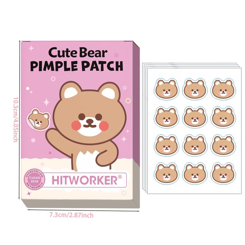 Cute Bear Pattern Pimple Patch, 48pcs box Hypoallergenic Acne Cover Patches, Face Acne Care Patches, Skin Care Products for Daily, Christmas Gift