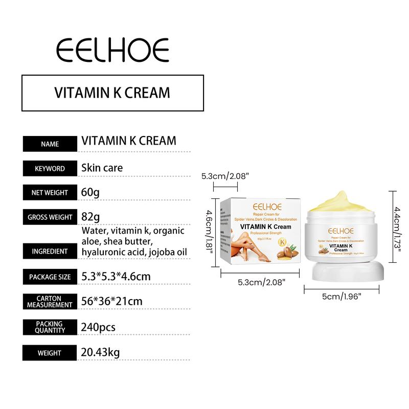 EELHOE Vitamin K Cream for Sore and Swollen Legs - Earthworm Leg Vein Massage Cream - Facial, Comfort Aloe Body Care