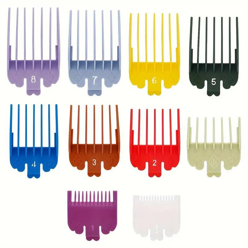 Hair Clipper Guide Comb, 10pcs Colorful Multifunctional Electric Clipper Limit Comb, Professional Heatless Styling Tools