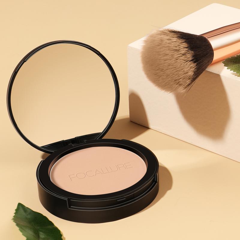 FOCALLURE Flawless Pressed Powder, Control Shine & Smooth Complexion, Pressed Setting Powder Foundation Makeup, Portable Face Powder Compact, Long-Lasting Matte Finish, Ivory