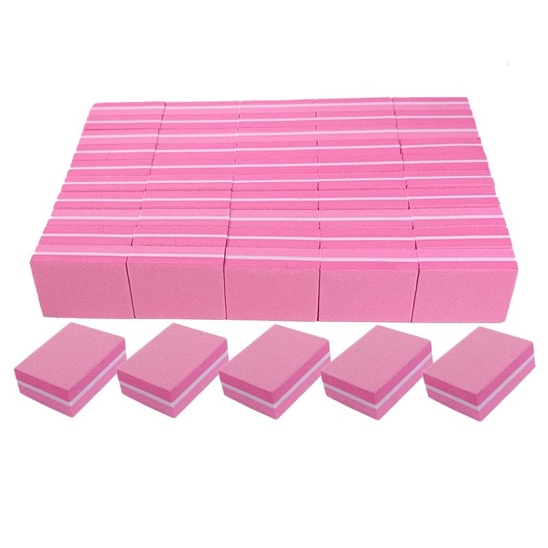 Nail Buffers (50 Pack), Mini Buffer Block Nail File for Acrylic Nails and Natural Nails, 100 180 Grit Nail Buffer Block Bulk Buffing Blocks for Nail Buff Professional Manicure File Blocks Set Pink