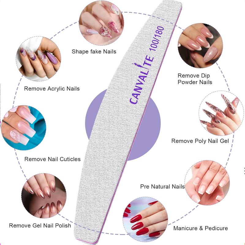 Canvalite 10 PCS Nail File Professional Nail Files Reusable Double Sided Emery Board(100 180 Grit) Nail Styling Tools for Home and Salon Use Christmas Gifts for Women Acrylic Manicure livaclean