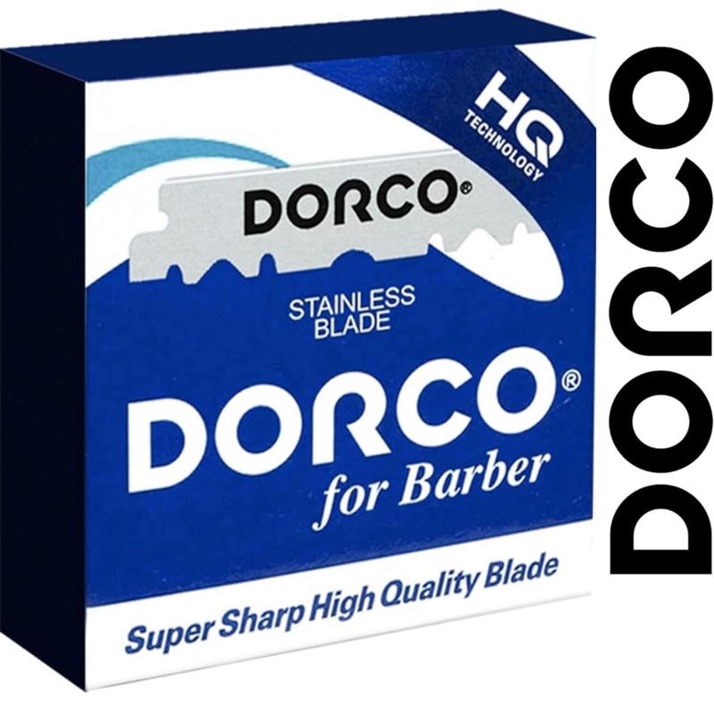 100 DORCO BLUE Single Edge Half Pre cut Pre snipped Shaving Razor Blades For Professional Barbers for beard lineup hair design nape neck cleaning