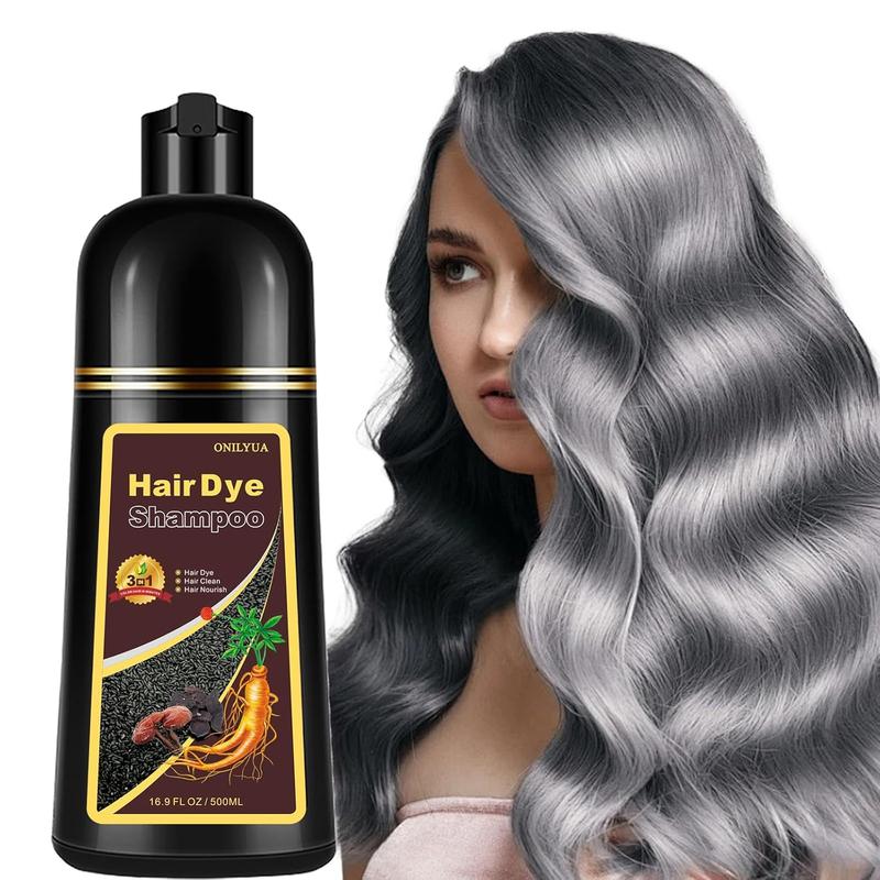 Instant Silver Gray Hair Color Shampoo, 3-in-1 Long-Lasting Hair Dye for Women and Men - Works in Minutes ,Natural color conditioner & Haircare