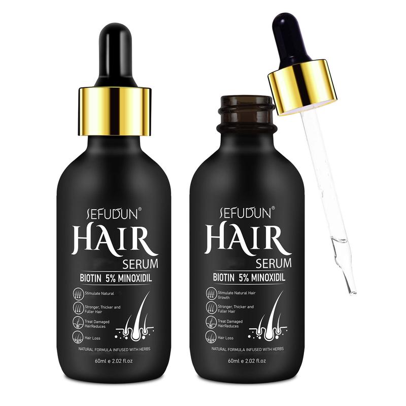 Sefudun 5% Hair serum minoxidil- Beard Kit For Men&women-Biotin Serum, Hair Treatment for Scalp, Natural, Biotin &Caffeine, Promotes Stronger,Thicker,Fuller, Unscented for Thicker Longer Fuller Healthier Hair 2.02 oz