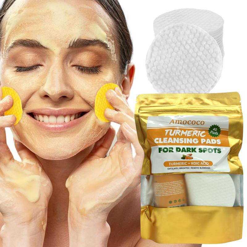 New Kojic Acid &  Cleansing Pads Dual Textured Face Pads For Brightening &Moisturizing, Glycerol Infused & Formaldehyde-Free (Dry And Wet Separation）40pcs Cleanser Facial Cleansing Skincare Facial Comfort Facial Wash