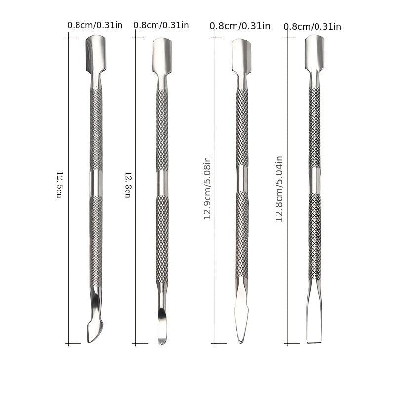 Stainless Steel Dual-ended Nail Cuticle Pusher, 4pcs set Multifunctional Cuticle Trimmer, Manicure Nail Art Tool for Home & Salon Use