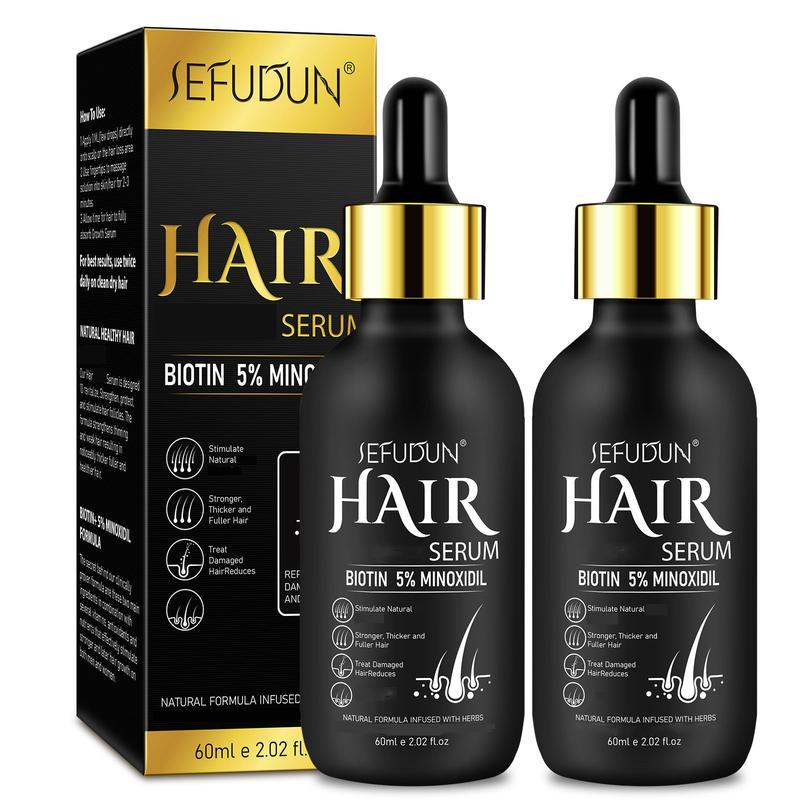 Sefudun 5% Hair serum minoxidil- Beard Kit For Men&women-Biotin Serum, Hair Treatment for Scalp, Natural, Biotin &Caffeine, Promotes Stronger,Thicker,Fuller, Unscented for Thicker Longer Fuller Healthier Hair 2.02 oz