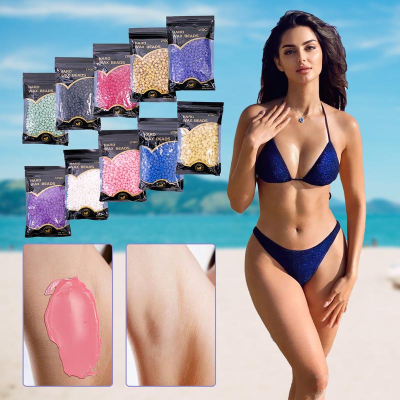 2.2 lb (1000 g) Waxing Beads with 20 Applicators for Men and Women Soft, Painless Professional Hard Waxing Beads for Use All Over the Body , Hair Removal Wax Refills Body Care Comfort silicone bowl