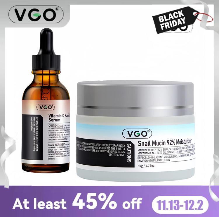 VGO-Essence Face Cream Moisturizingand Repairing Set Skincare Moisturizer-Live Cleanser Facial Daily Vitamin C Facial Serum Essence And Snail Mucin 92% Moisturizer Hydrating Moisture Comfort facial cream