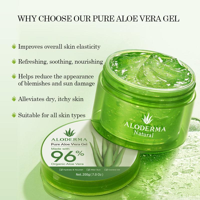 ALODERMA Organic Aloe Vera Gel Made at the Source within 12 Hours of Harvest - Multipurpose Pure Aloe Vera Gel for Face, Body Skin, Scalp, & Hair, 7oz