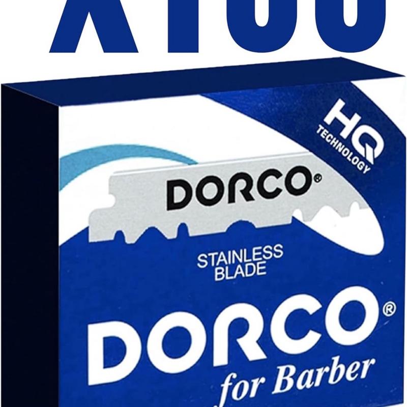 100 DORCO BLUE Single Edge Half Pre cut Pre snipped Shaving Razor Blades For Professional Barbers for beard lineup hair design nape neck cleaning