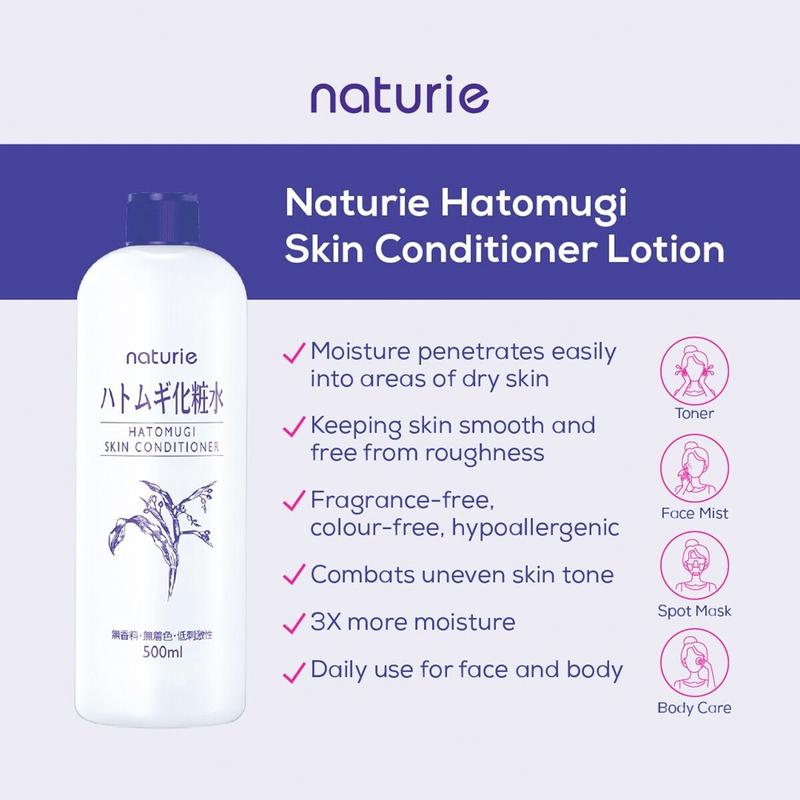 Imju - Naturie Hatomugi Skin Conditioner 500ml | ALL-PURPOSE JAPANESE TONER FOR OILY, COMBINATION & BREAKOUT-PRONE SKIN