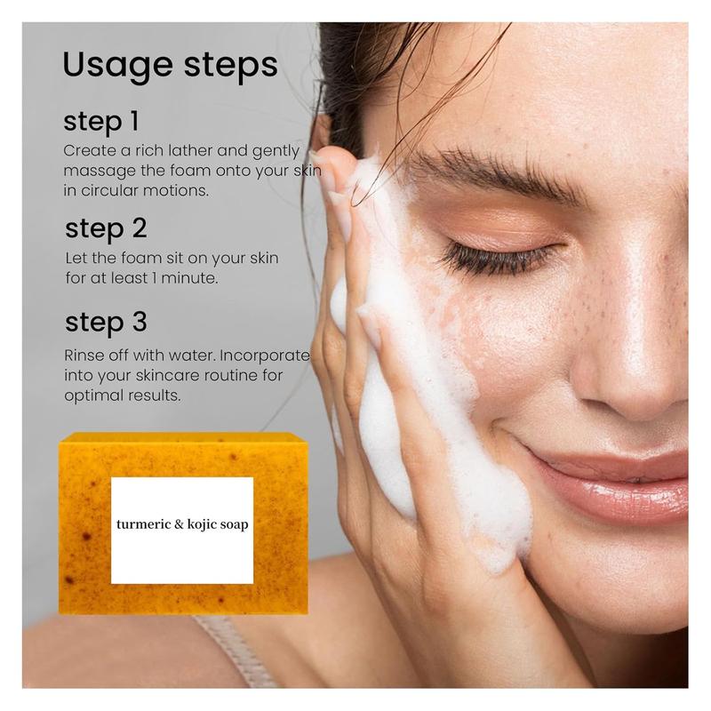 3PCS Turmeric & Kojic Acid Brightening Soap, Soap Body Care Body Wash Lemon Flawless Organic, Kojic Acid Soap Facial Skincare Skin Repair Cleansing Comfort Cleanser