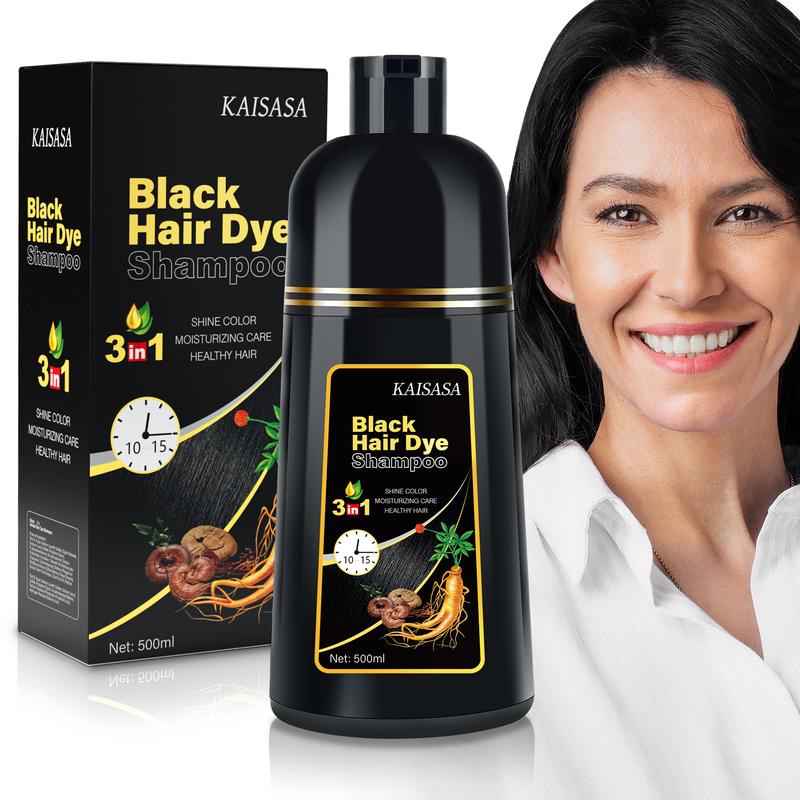 KAISASA Hair Dye Shampoo 3 in 1,Can cover gray hairs,Herbal Ingredients,Contains Ginseng Extract,Natural Haircoloring, Plant Haircare,black hairdye