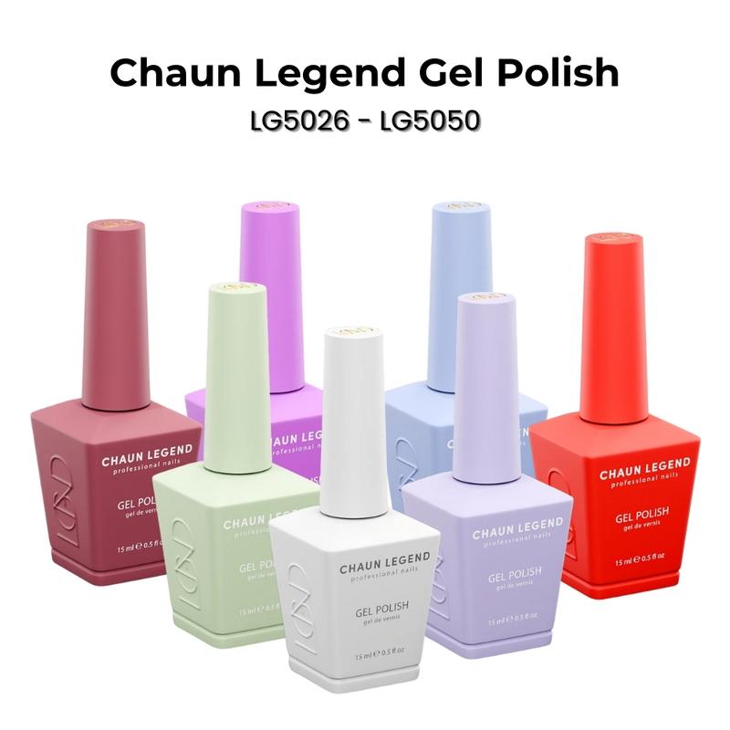 Chaun Legend Gel Nail Polish LG5026 to LC5050 - One Coat Nail Polish Manicures Pedicure French tips and Ombre Nail Art