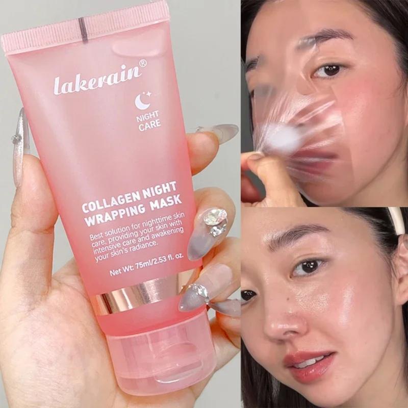 Collagen Overnight Wrapping Mask Deep Moisturizing Peel Off Facial Mask Korean Face Skin Care Masks Hydrating Night Care Masks