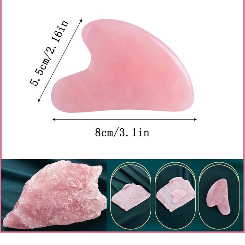 Gua Sha Jade Stone Massage Tool for Face and Body Skin Care, Pink Stone for SPA Acupuncture, Body Face Neck and Eye - Comfort