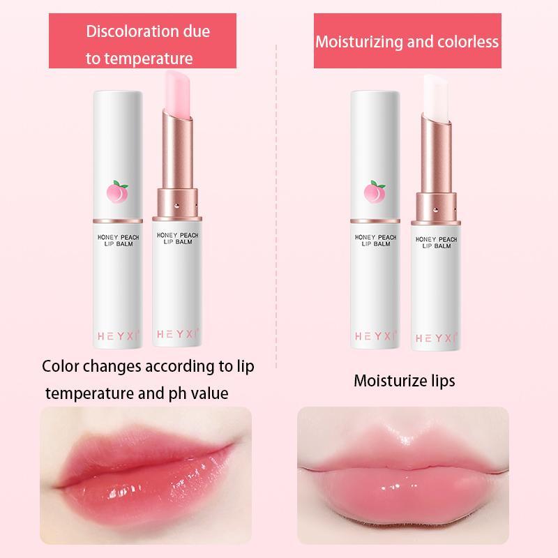 Honey Peach Lip Care Lip Balm, Temperature Color Changing Lip Balm, Moisturizing Lip Mask Lip Gel Lip Moisturizer Comfort Dry Lips, Glossy Lipstick Lip Glaze Stick, Lighter Lipstick