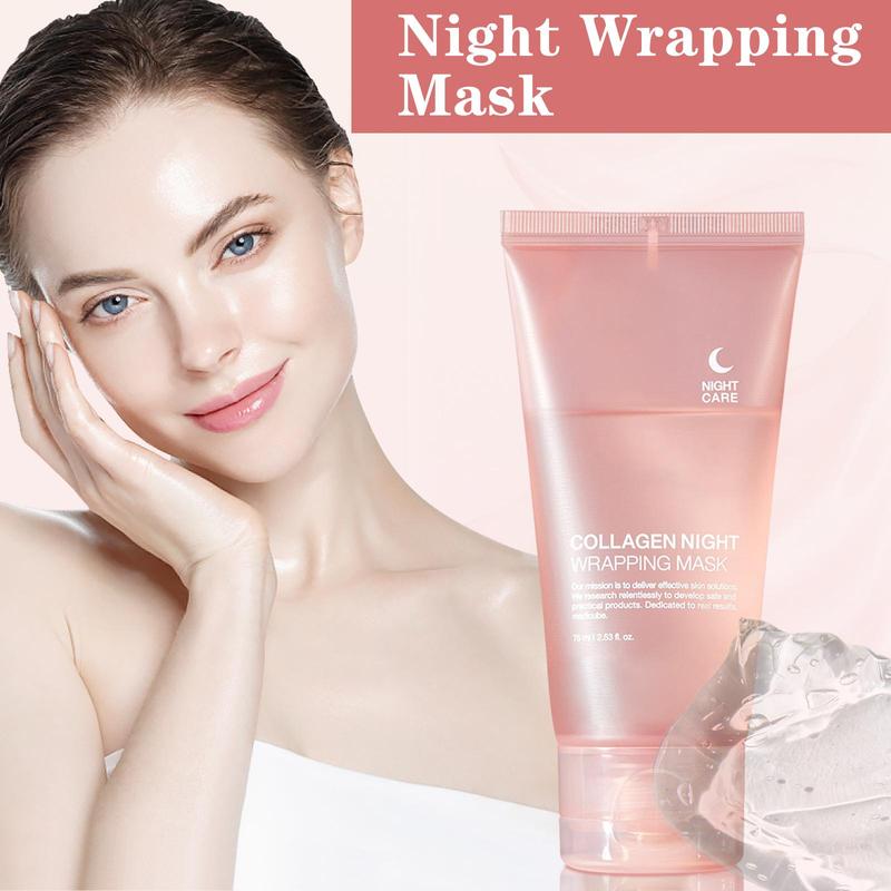 Collagen Overnight Wrapping Peel Off Facial Mask, 1 Count 2 Counts Moisturizing Facial Mask, Hydrating Face Mask, Skin Care Product for Women & Men