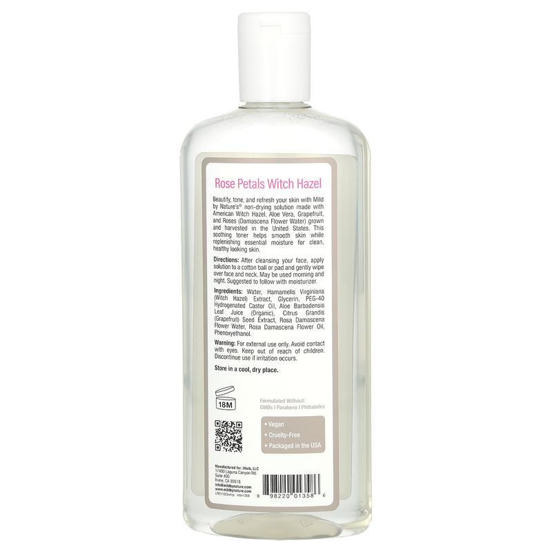 Mild By Nature Witch Hazel, Alcohol-Free, Rose Petals, 12 fl oz (355 ml)