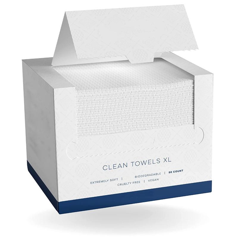 Clean Skin Club Clean Towels XL, USDA Certified 100‪%‬ Biobased Dermatologist Approved Disposable Face Towelette, Facial Washcloth, Makeup Remover Dry Wipes, Ultra Soft, 150 count