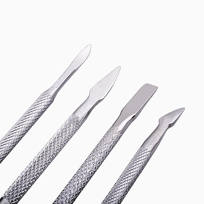 Stainless Steel Dual-ended Nail Cuticle Pusher, 4pcs set Multifunctional Cuticle Trimmer, Manicure Nail Art Tool for Home & Salon Use